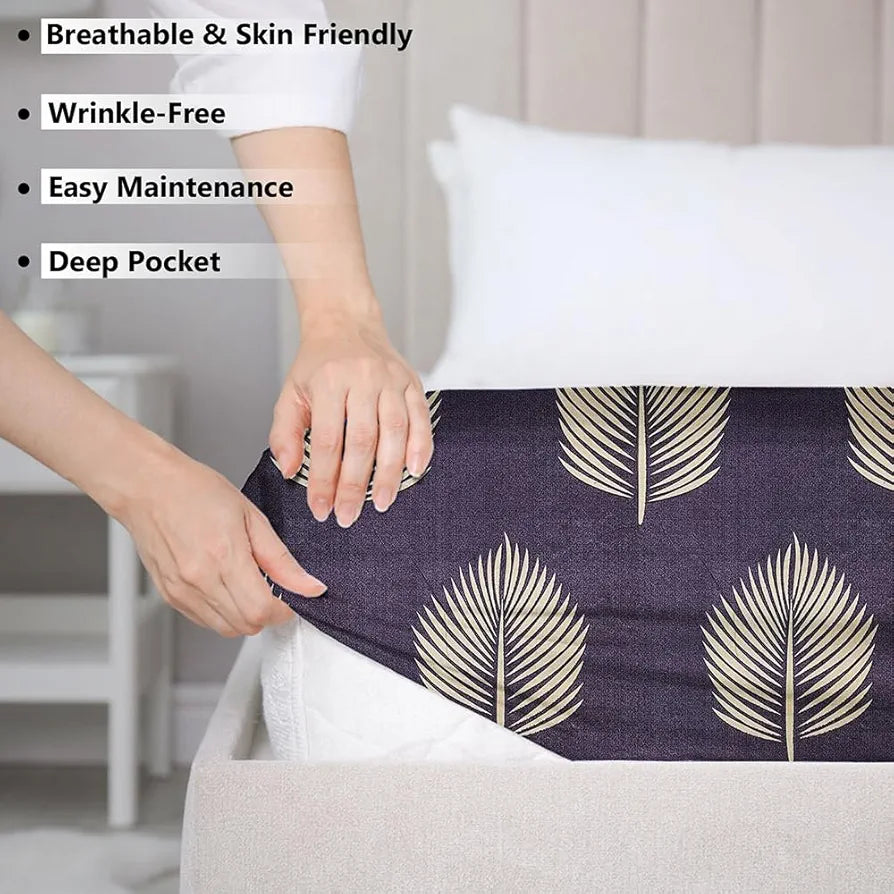 Homekart Premium Microfiber Elastic Fitted Bedsheets with 2 King Size Pillow Covers Double Bed 180 TC Supersoft Violet