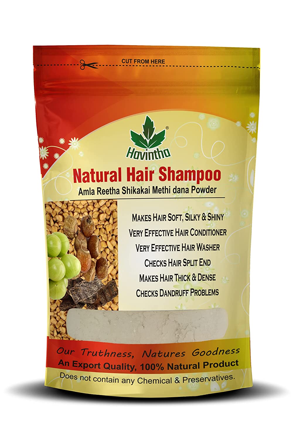 Havintha Natural Shampoo Hair Wash Powder - Each 227 grams (Combo Pack of 4)