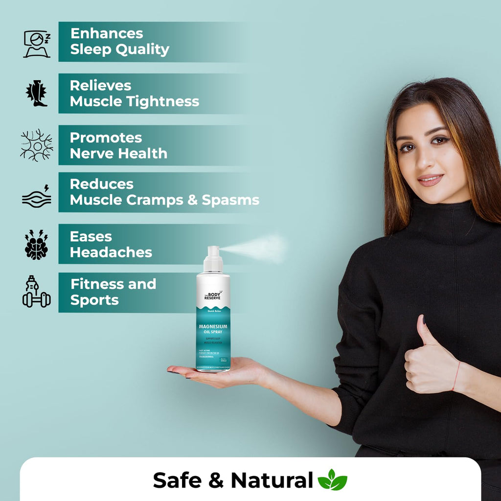 The Body Reserve Magnesium Oil Spray 200ml | Topical Magnesium for Stress Relief, Muscle Relaxation & Deep Sleep | Supports Cramps Recovery, Fitness & Foot Care