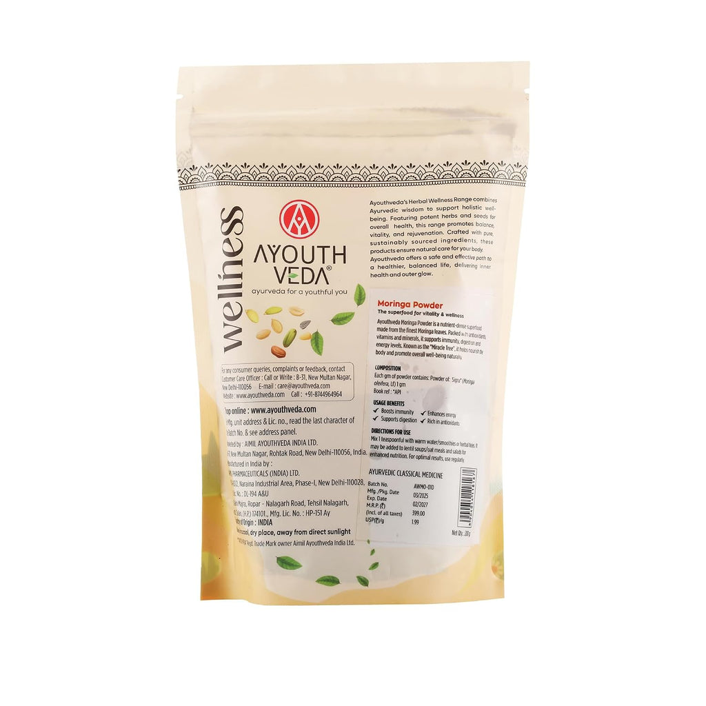 Ayouthveda Moringa Powder – Leaf Powder for Daily Detox & Vitality Net Qty: 200g