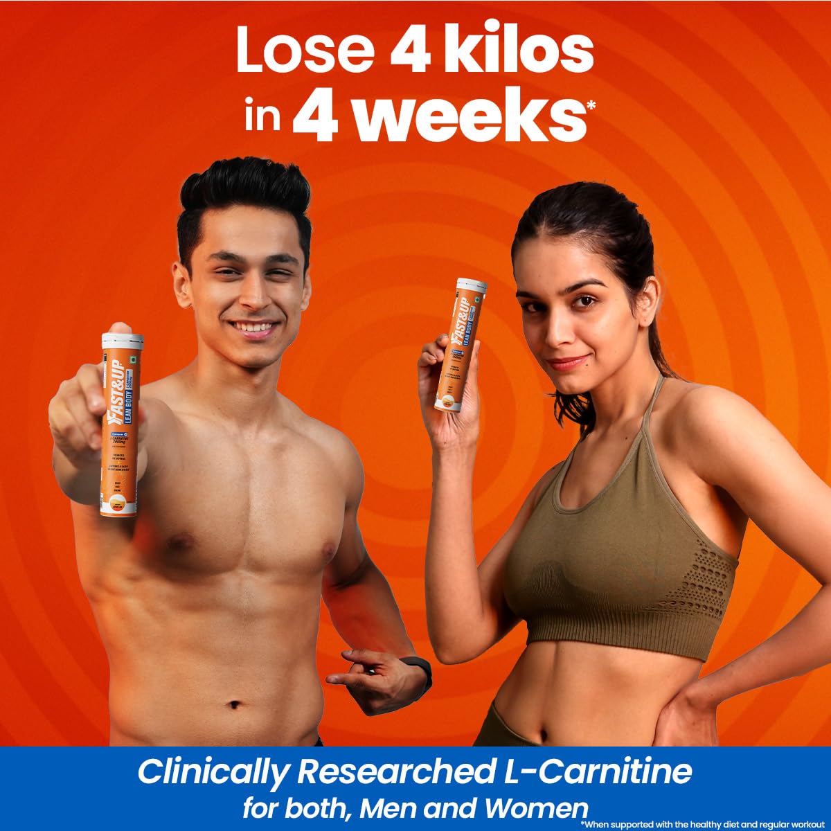 Fast&Up L-Carnitine 2000mg Effervescent Tablets | Premium CarnipureÂ® Carnitine Supplement | Helps Convert Fat into Energy, Supports Weight Loss, Fat Burn & Lean Muscle | Peach Iced Tea Flavour, 20 Tabs (Pack of 1)