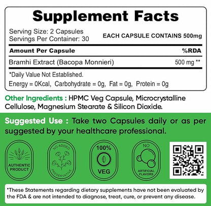 StemRx Biosciences Bramhi - Bacopa Monnieri  - 60 Capsules