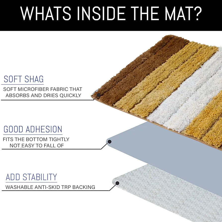 Luxe Home International Microfiber Rectangular Bath mat Soft Anti Slip Skid Luxury Mats 40X60 Cm  Colour Tobacco