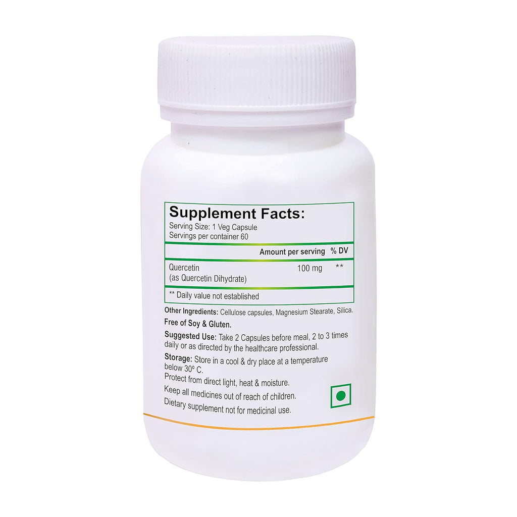 Biotrex Nutraceuticals Quercetin 100mg | Supports Energy, Brain & Heart Health | Antioxidant | Cardiovascular & Respiratory Health â€“ 60 Veg Capsules