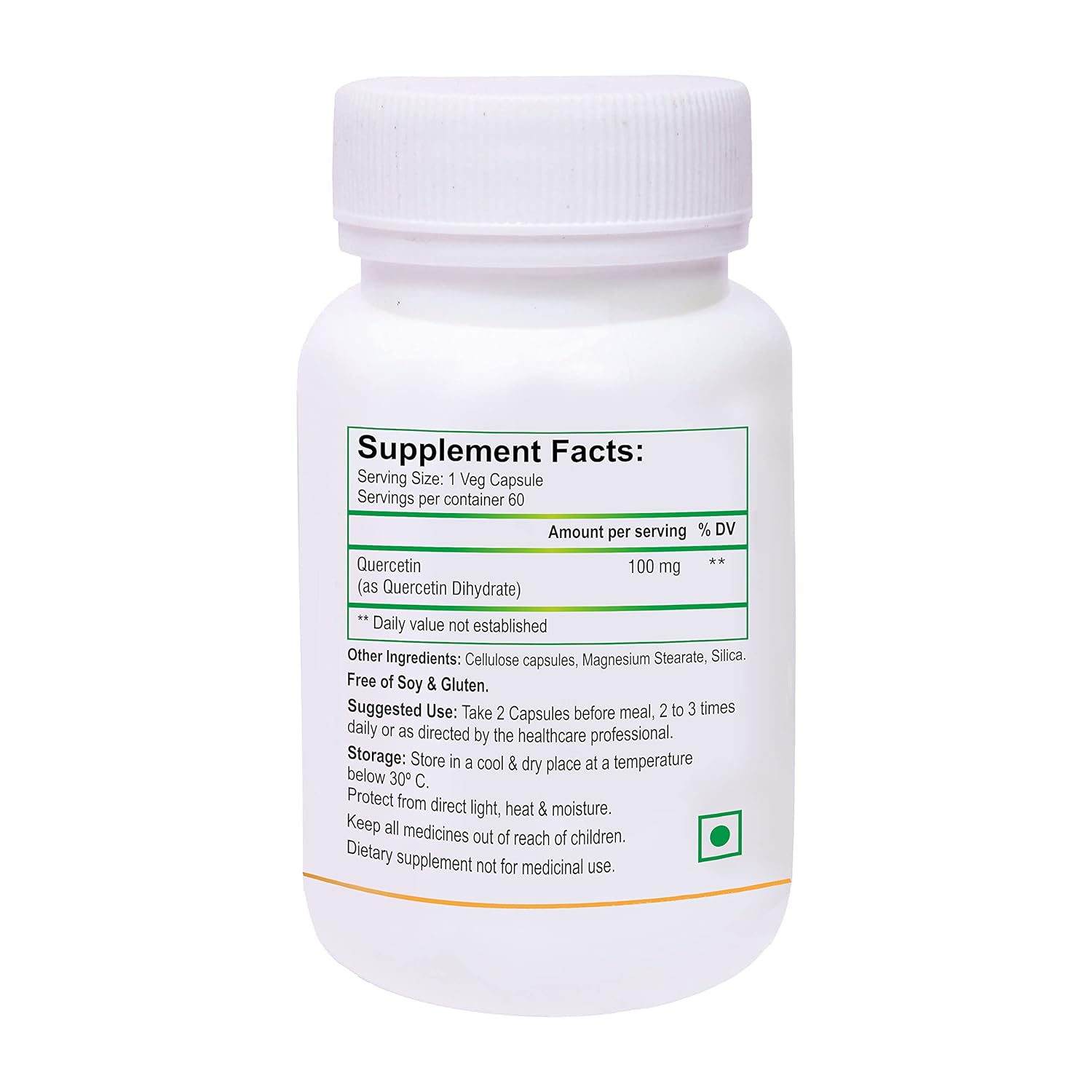 Biotrex Nutraceuticals Quercetin 100mg | Supports Energy, Brain & Heart Health | Antioxidant | Cardiovascular & Respiratory Health â€“ 60 Veg Capsules