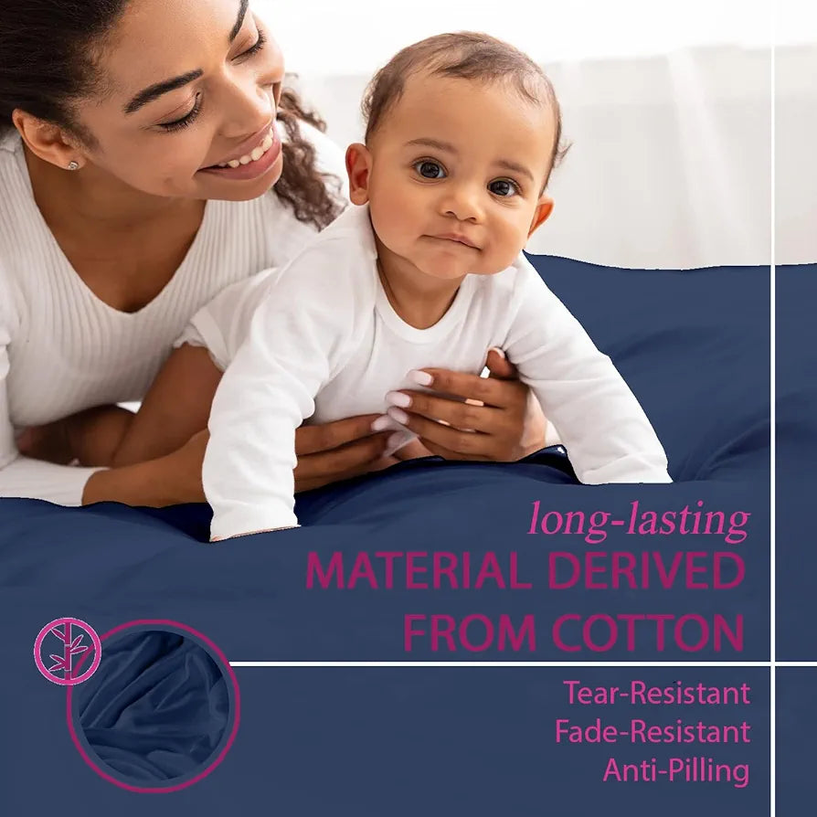 Trance Home Linen 300TC Pure 100% Cotton King Fitted Bedsheet with 2 Pillow Covers Colour Mediterranean Blue