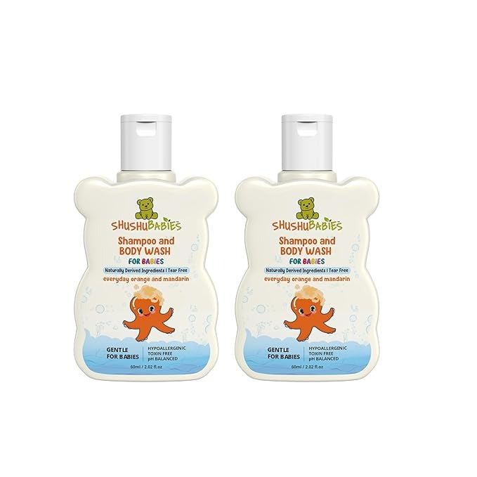 ShuShu Babies Everyday Orange & Mandarin Shampoo & Body Wash - 60ml (Pack of 2)