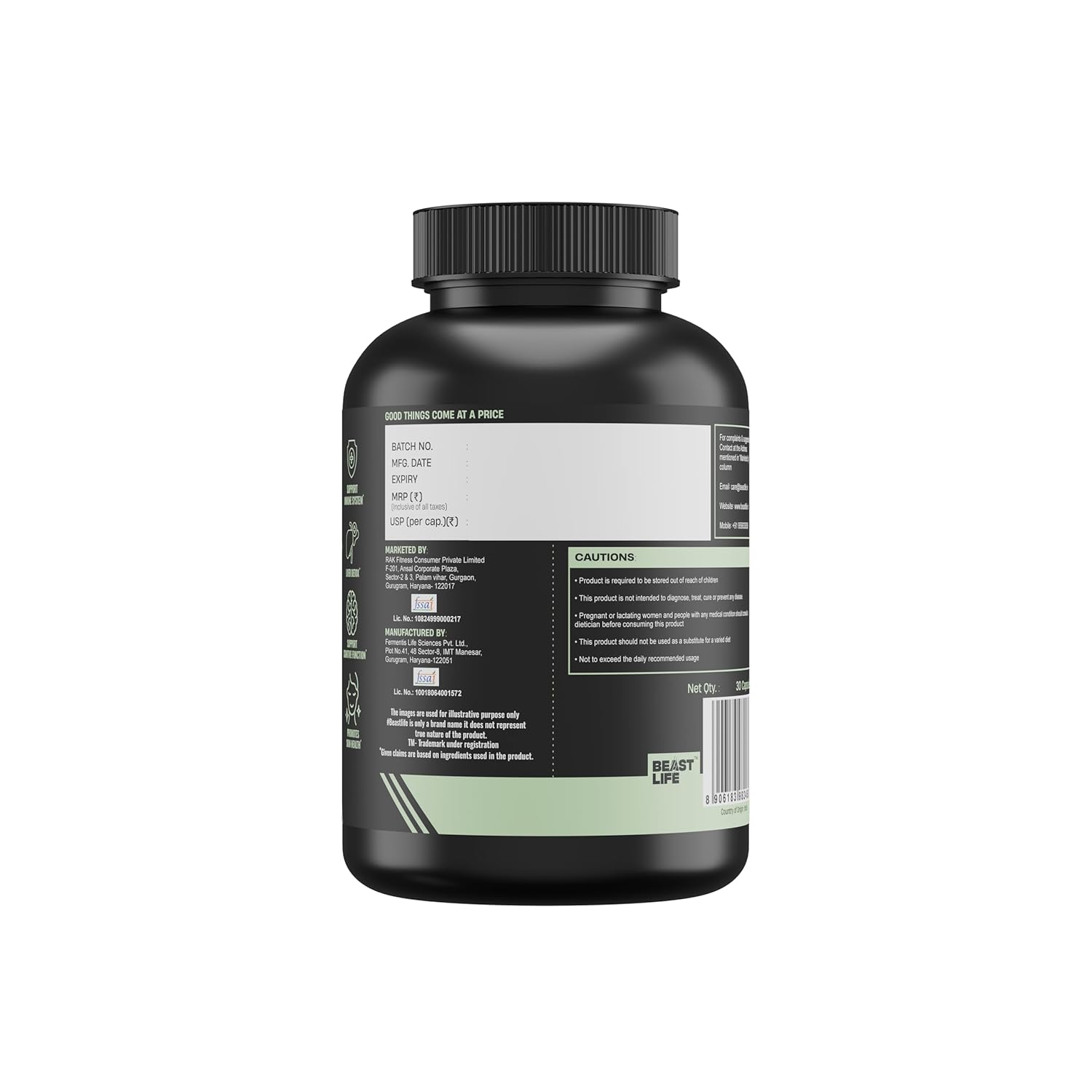 BeastLife Liver Detox with Pure Milk Thistle (80% Silymarin) Extract | Added Multivitamin & Amino Acid with Natural Detoxification Formula | Liver Support Supplement | 30 Veg Capsules