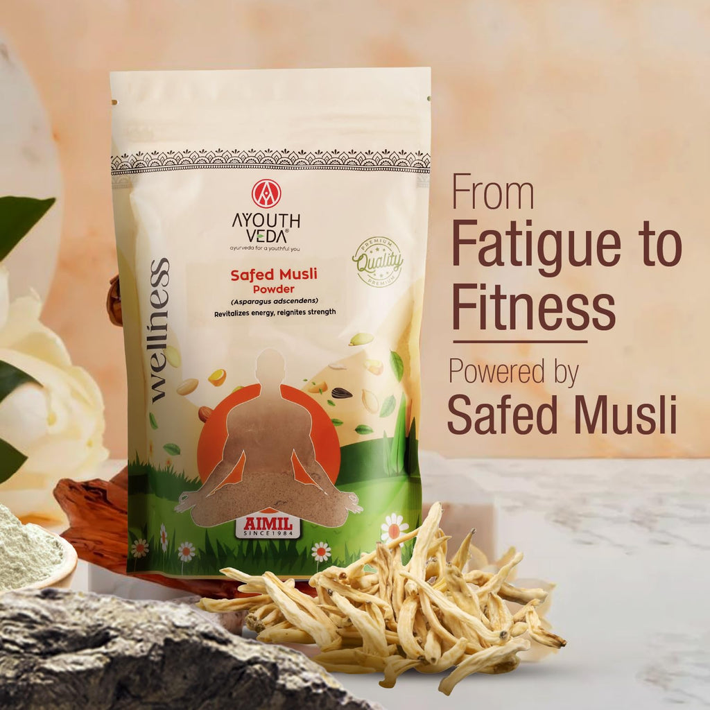 Ayouthveda Safed Musali Powder, Natural Wellness Booster, Asparagus Adscendens Root Extract, for Energy and Vitality, 200g