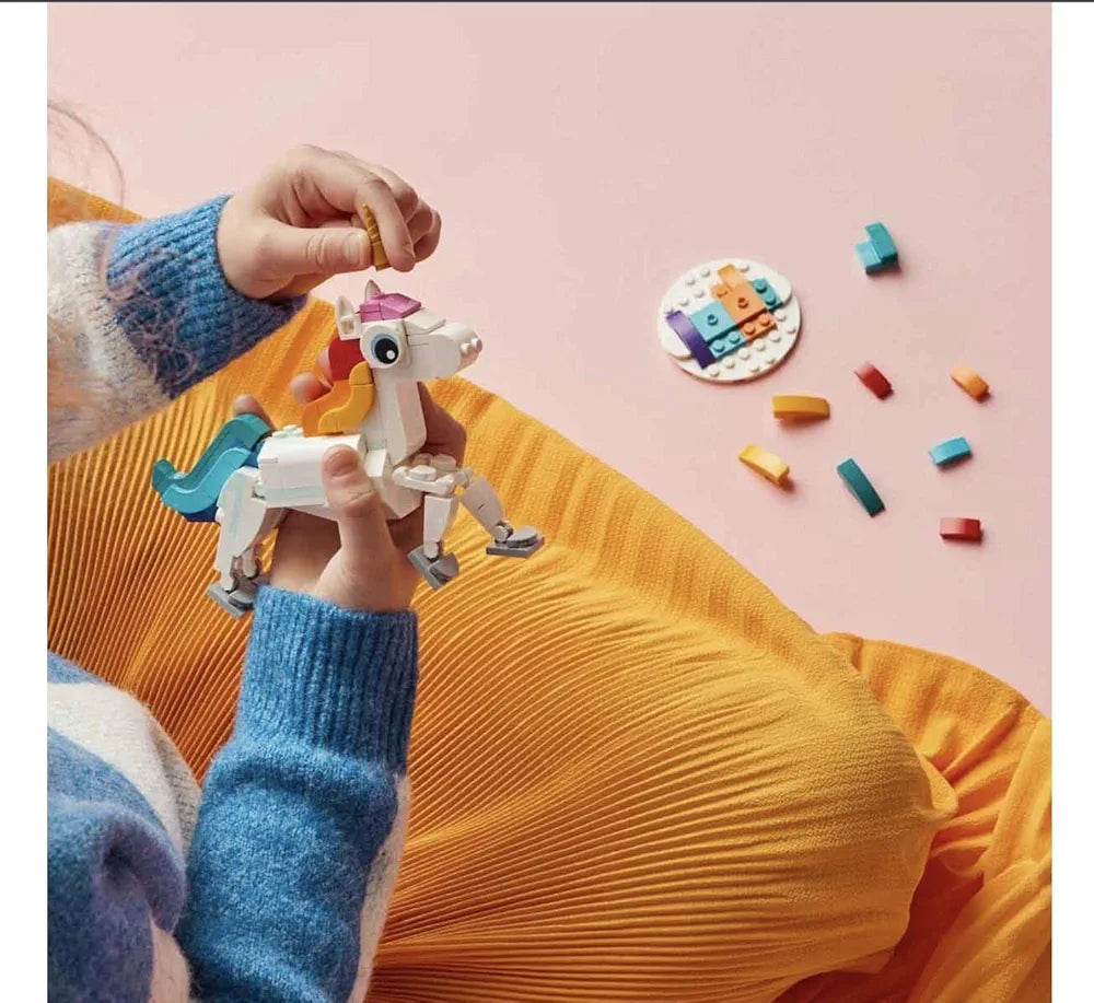 Lego Creator Magical Unicorn 31140 Building Toy Set, with Unicorn, Seahorse and Peacock Models for Kids Aged 7+