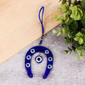 Shubhanjali Glass Blue Evil Eye Ghode Ki Naal Hanging Turkish Evil Eye Horseshoe6 Cm
