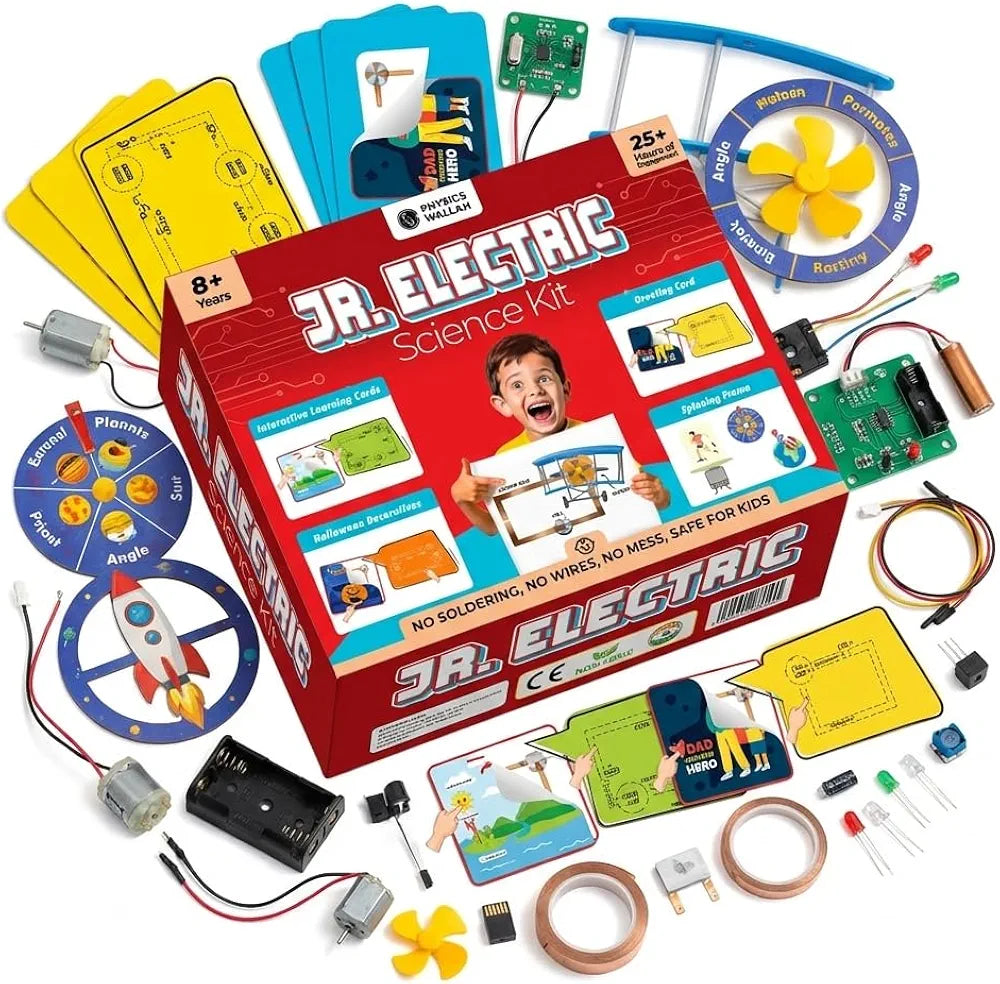 PW Junior Electric Science Kit for Kids 8–12, STEM Learning Toy with 25+ Safe DIY Circuit Experiments
