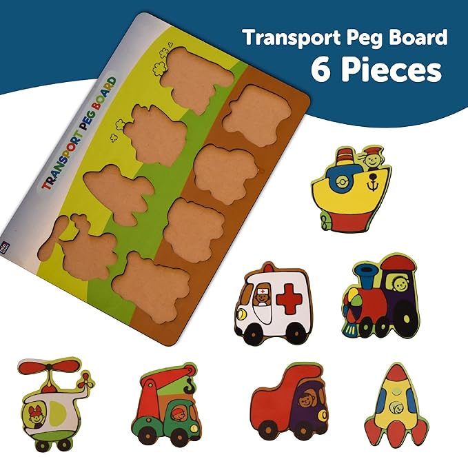 Mini Leaves Wooden Transport Vehicles Puzzles for 3+ 8 Pieces | Early Learning Educational Toys Multicolor