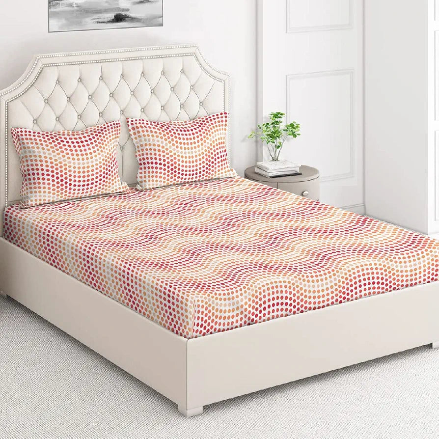Layers Tivoli Cotton Bedsheet Set for All Seasons Lightweight 104 TC Queen Size Dark Beige Color