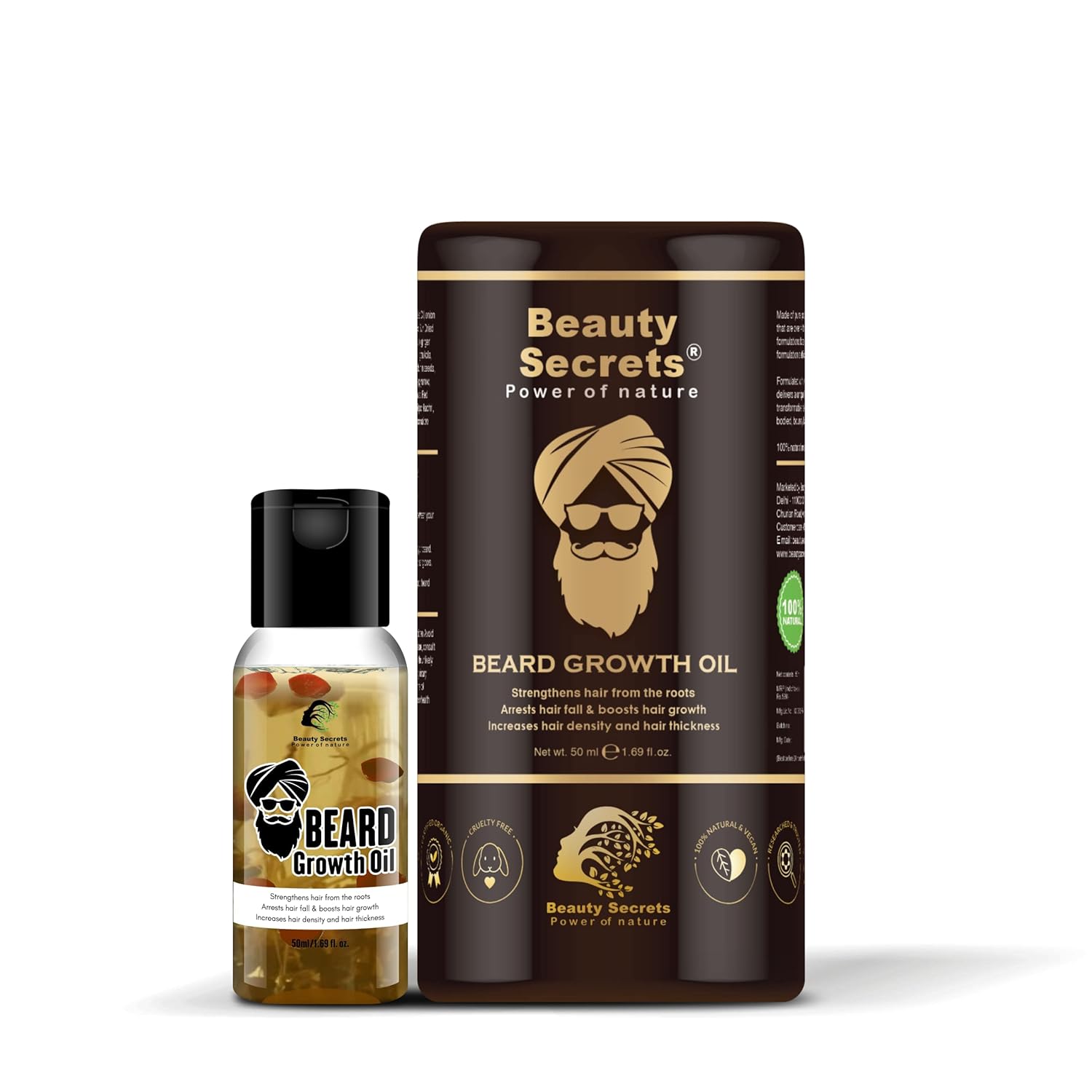 Beauty Secrets Premium Beard Growth Oil - 50 ml Each (Pack of 2)