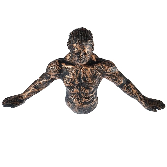 Ecraftindia Man in Freefall Pose Antique Finish Handcrafted Polyresin Wall Decorative