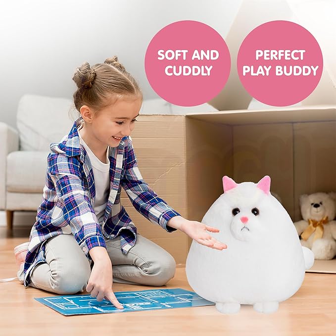 Kidology Giant Fluffy Persian Cat Plush Ultra-Soft Stuffed Animal for Kids 27cm White
