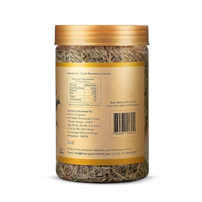 Organic Habits Rosemary Leaves | Egyptian Dried | for Seasoning, Tea & Hair - 100 Gms
