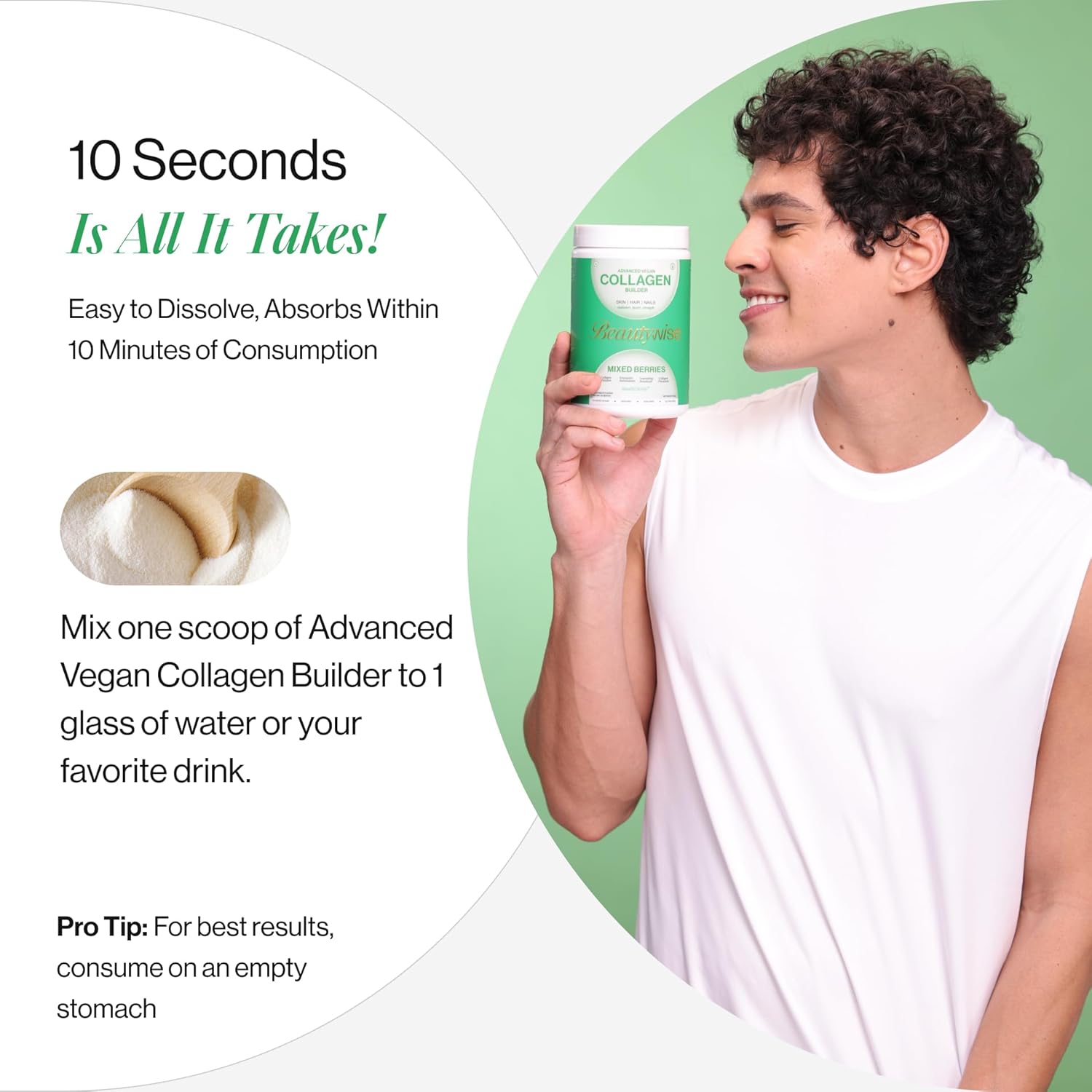 Beautywise Plant Advanced Collagen Builder | 100% Plant Based with Active Ingredients | Pomegranate extract, Antioxidants, Amino acids | 200 g For Natural Collagen Production, Skin Hydration, Repair | Mixed Berries (25 Servings)