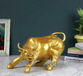 Indicast Resin 10" Inch Geometric Statue Golden Bull Action Sculpture Ornament Abstract Animal Figurines Room Desk Decor | Gold