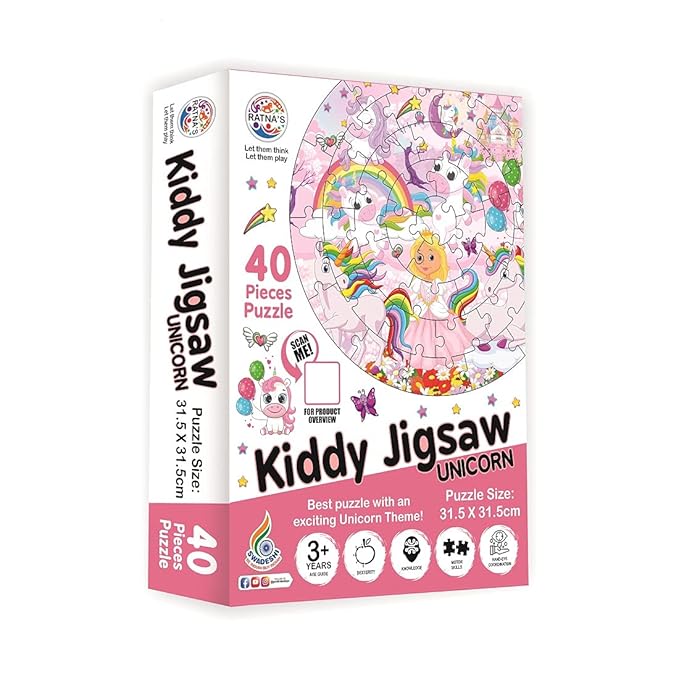 Ratna's Kiddy Round Jigsaw Puzzle for Kids | 40 Pieces Puzzle | Unicorn
