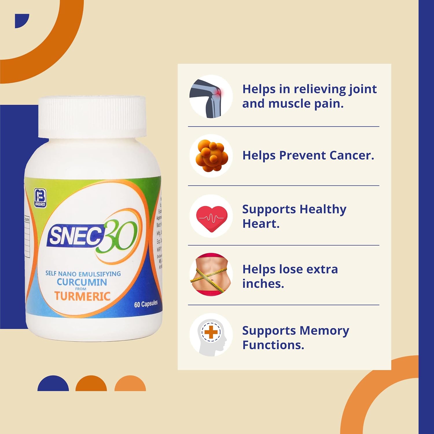 Snec30 Liquid Ayurvedic Curcumin Capsules 900 Mg 15 Caps | No Piperine I Self Dissolving Turmeric