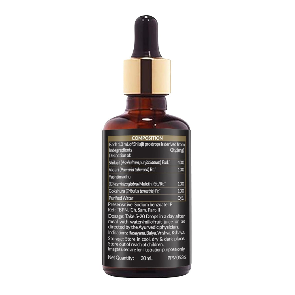 MuscleBlaze Koshaveda Shilajit Pro Drops by (30ml) | Shilajit Original with Gokshura, Vidari & Mulethi | For Energy & Stamina