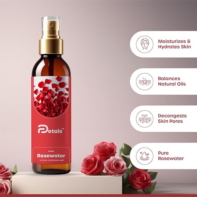 DPetals Rose Water Mist for Face Pure Rose Petals Toner - 100 ml