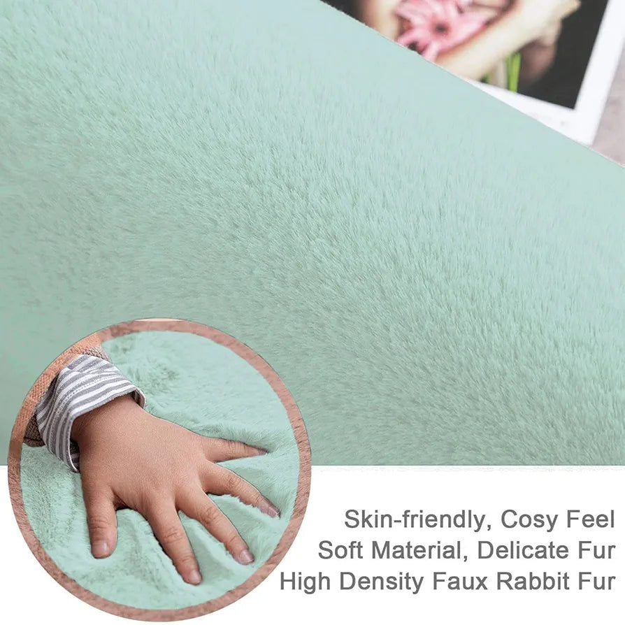 Luxe Home International Rectangular Carpet Super Soft Anti Skid Rabbit Fur  Bathroom Mats Colour Lime