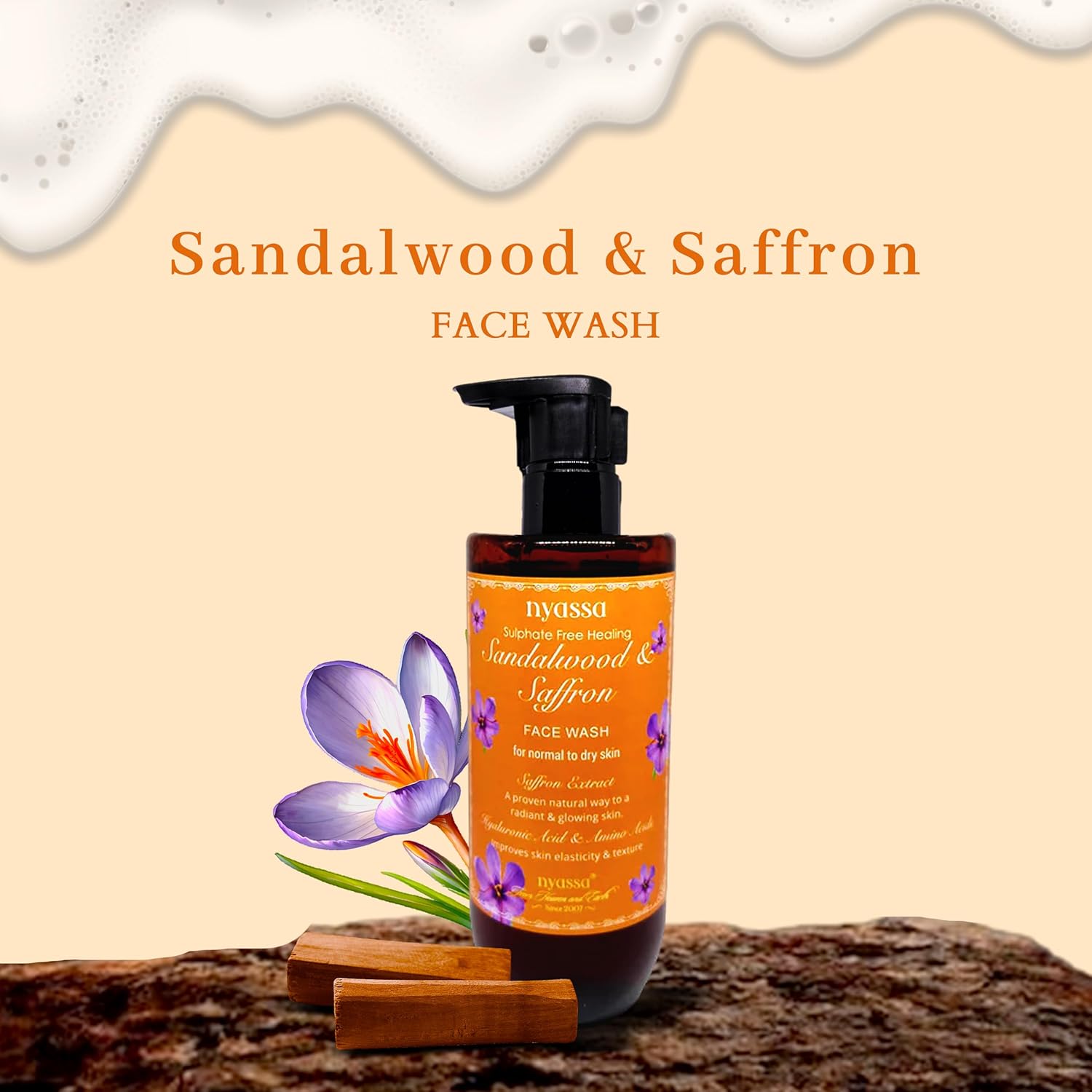 Nyassa Sulphate Free Clarifying Sandalwood & Saffron Face Wash - 210 Ml