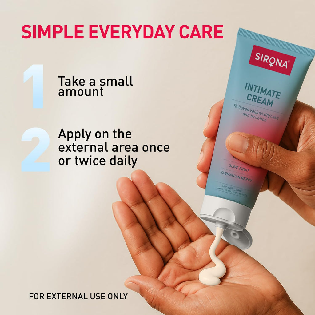 Sirona Intimate Cream for Women â€“ 50g (Pack of 1) | Reduces Dryness, Itching & Irritation Relief | Maintains pH Balance (3.8-5.0) | with Hyaluronic Acid, Tasmanian Berry & Flaxseed Oil