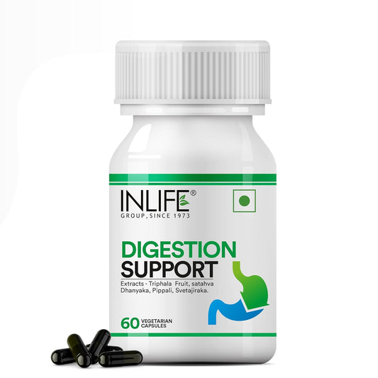 INLIFE Digestion Support Supplement | Triphala, Satahva, Dhanyaka, Pippali, Svetajiraka for Healthy Digestive Support | For Men and Women - 60 Vegetarian Capsules