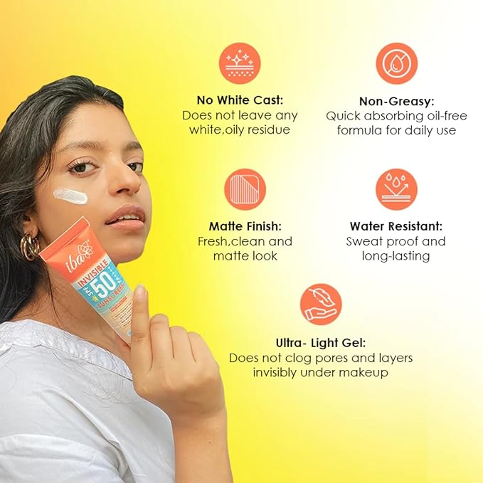 Iba Invisible Spf 50 Sunscreen Pa++++ for All Skin Types - 100 Gms | Pack of 2