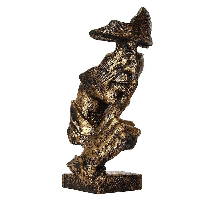 Ecraftindia Antique Finish Finger on Man Lips Handcrafted Decorative Polyresin Showpiece