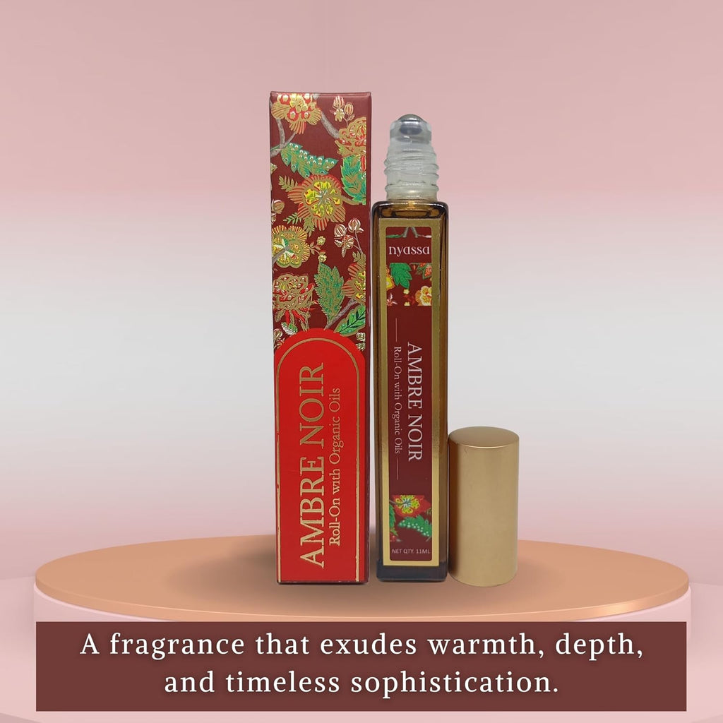 Nyassa Ambre Noir Roll on With Organic Oils | Fragrance Oil and Vitamin E | 11 Ml