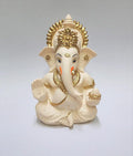 Gold Art India Peach Ivory Finish Ganesha Idol Car Dashboard Idol Ganesha Murti