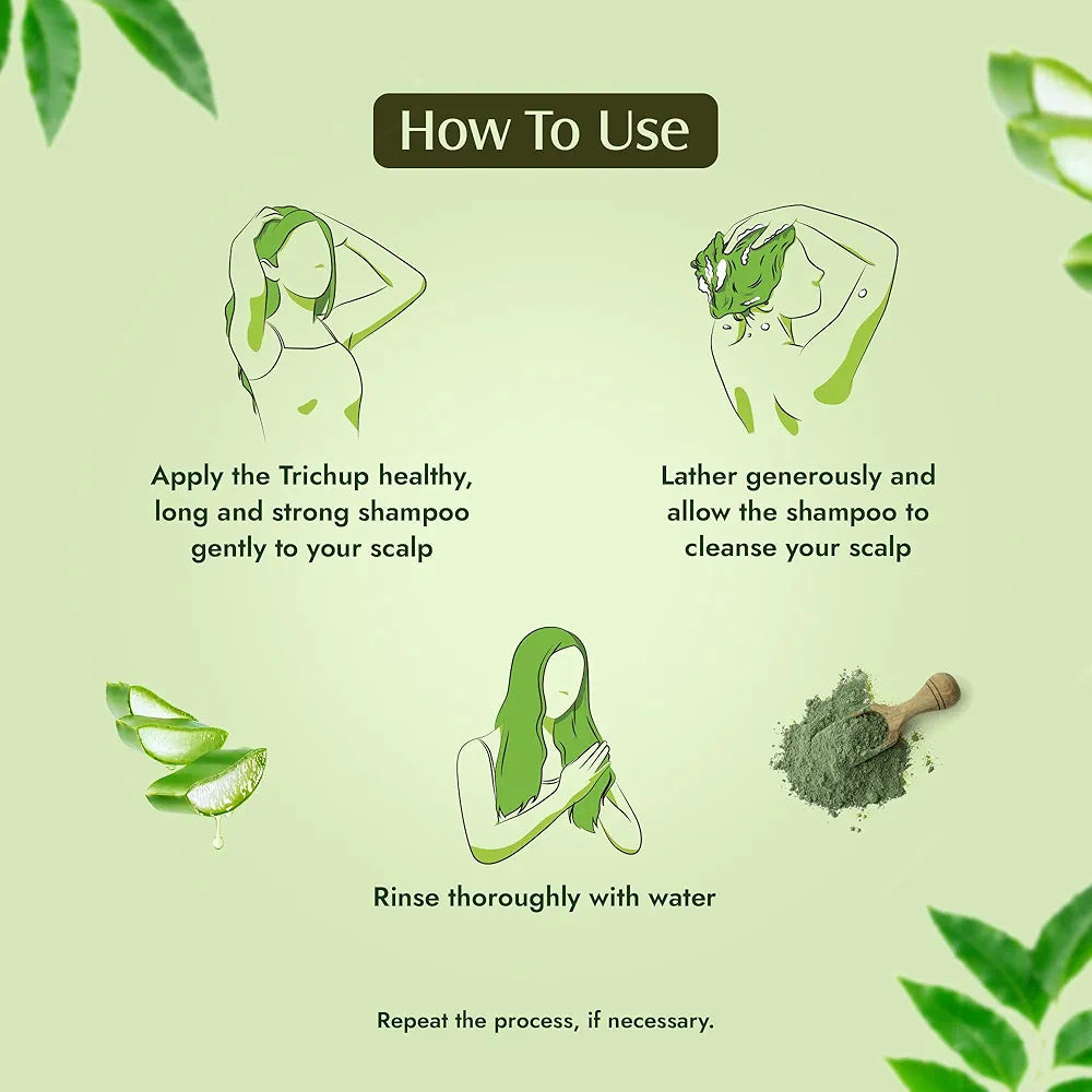 Trichup Healthy, Long & Strong Hair Shampoo with Aloe Vera, Neem & Henna - 200 ml