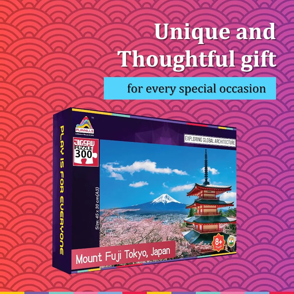 Playhills Mount Fuji Japan, Nature Landscape Wooden Durable Jigsaw Puzzle  for Children, Adults Above 8+ Years