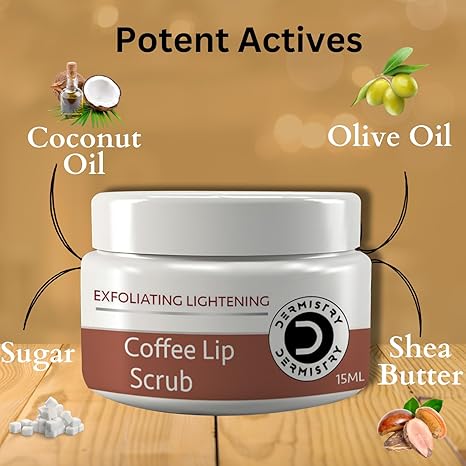 Dermistry Coffee Exfoliating Lightening Brightening Lip Scrub - 15 ml
