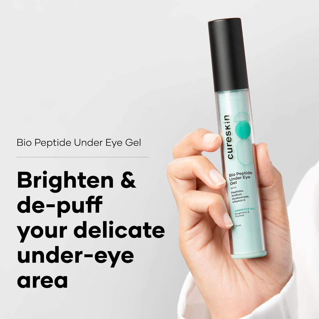 Cureskin Under Eye Gel for Dark Circles for Women and Men | Bio-Peptide Under Eye Gel to Reduce Dark Circles, Puffiness & Wrinkles | Under Eye Cream for Men and Women