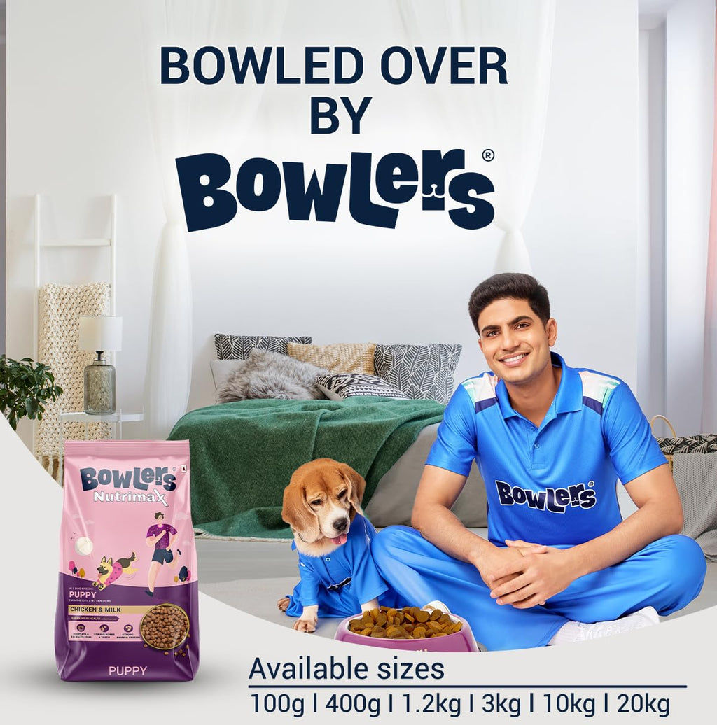 Bowlers Nutrimax Puppy Dry Dog Food | Chicken & Milk |1.2 kg | Smooth Digestion & Shiny Coat | Promote Healthy Growth | Strong Bones & Muscle Development