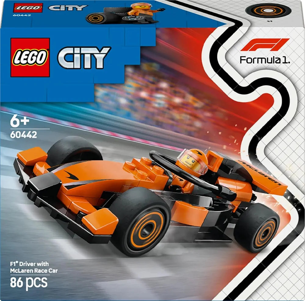 Lego City F1 Driver with McLaren Race Car Mini Vehicle Toy Playset 60442 Building Blocks Toys for 6+ Gift for Boys and Girls
