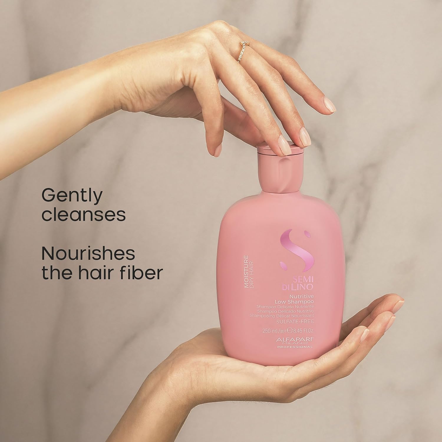 ALFAPARF MILANO Professional Moisture Nutritive Shampoo For Dry & Frizzy Hair - Sufate, Paraben And Paraffin Free, Treated Hair With Vitamin E, Repairs Frizzy Hair (250Ml)