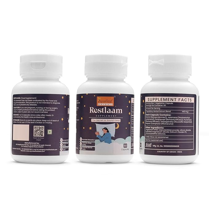 Ayurleaf Herbals - Restlaam Extract Blended Capsules 440 Mg | 60 Veggie Capsules for Men & Women