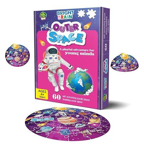 The Book Tree Bright Brain Outer Space 60 Piece Jigsaw Puzzle for Preschoolers Toy for Learning Space