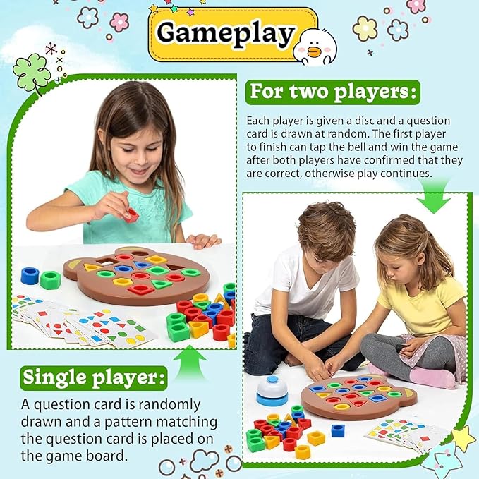 Kidology Geometric Shape and Color Matching Puzzle Board Game