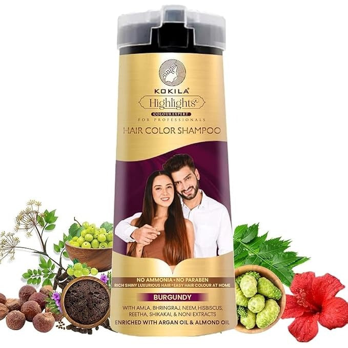 Kokila Hair Color Shampoo for Men & Women Burgundy - 200 ml