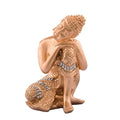 Ecraftindia Golden Buddha on Knee Showpiece Polyresin Statue | Red and Brown