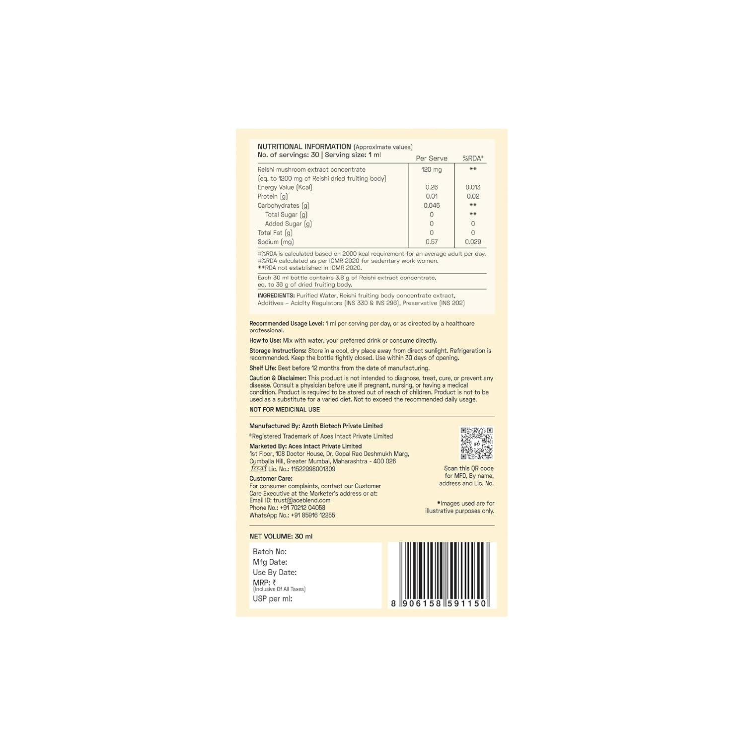 Ace Blend Energy Shroom Concentrate | Reishi Mushroom Extract Liquid | 30ml, 30 servings | 10:1 Concentrate | Ultrasonic Extracted Mushroom Blend | Daily Supplement | For Mind & Body Relaxation