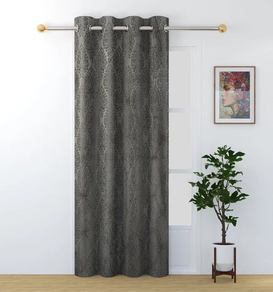 Purav Light Velvet Curtain 7 Feet Long Thermal Insulated Curtains for Door 1 Piece